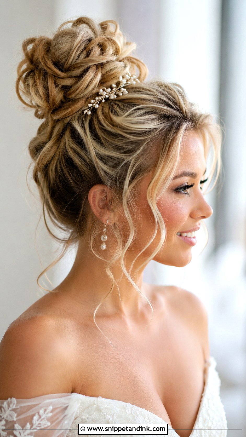 Messy High Bun Bridal Hair - Snippet and Ink - 20 Messy Bridal Hair Ideas