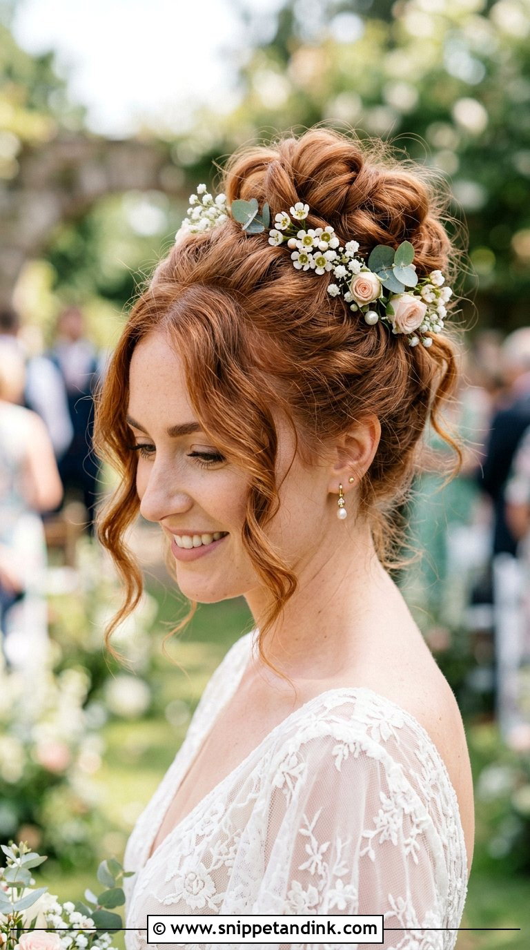 Messy High Bun Bridal Hairstyle - Snippet and Ink - 20 Bridal Hairstyles Front View