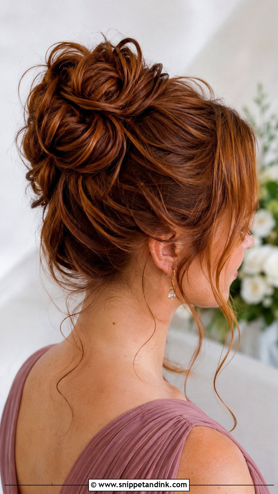 Messy High Bun Bridesmaid Hair - Snippet and Ink - 20 High Bun Bridesmaid Hair Ideas