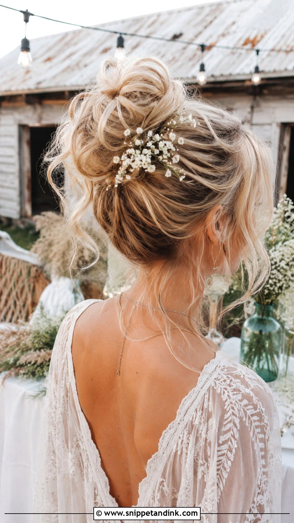 Messy High Bun Updo - Snippet and Ink - 20 Up Do Hairstyles for Weddings