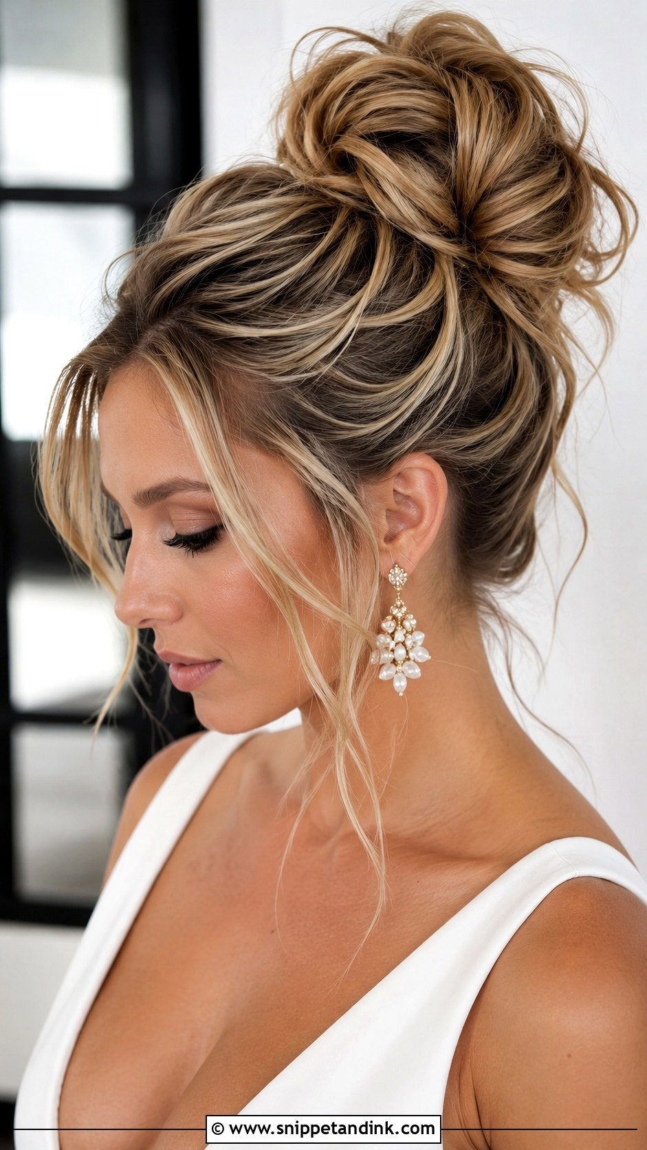 Messy High Bun Wedding Hair - Snippet and Ink - 20 Pulled Back Wedding Hair Ideas