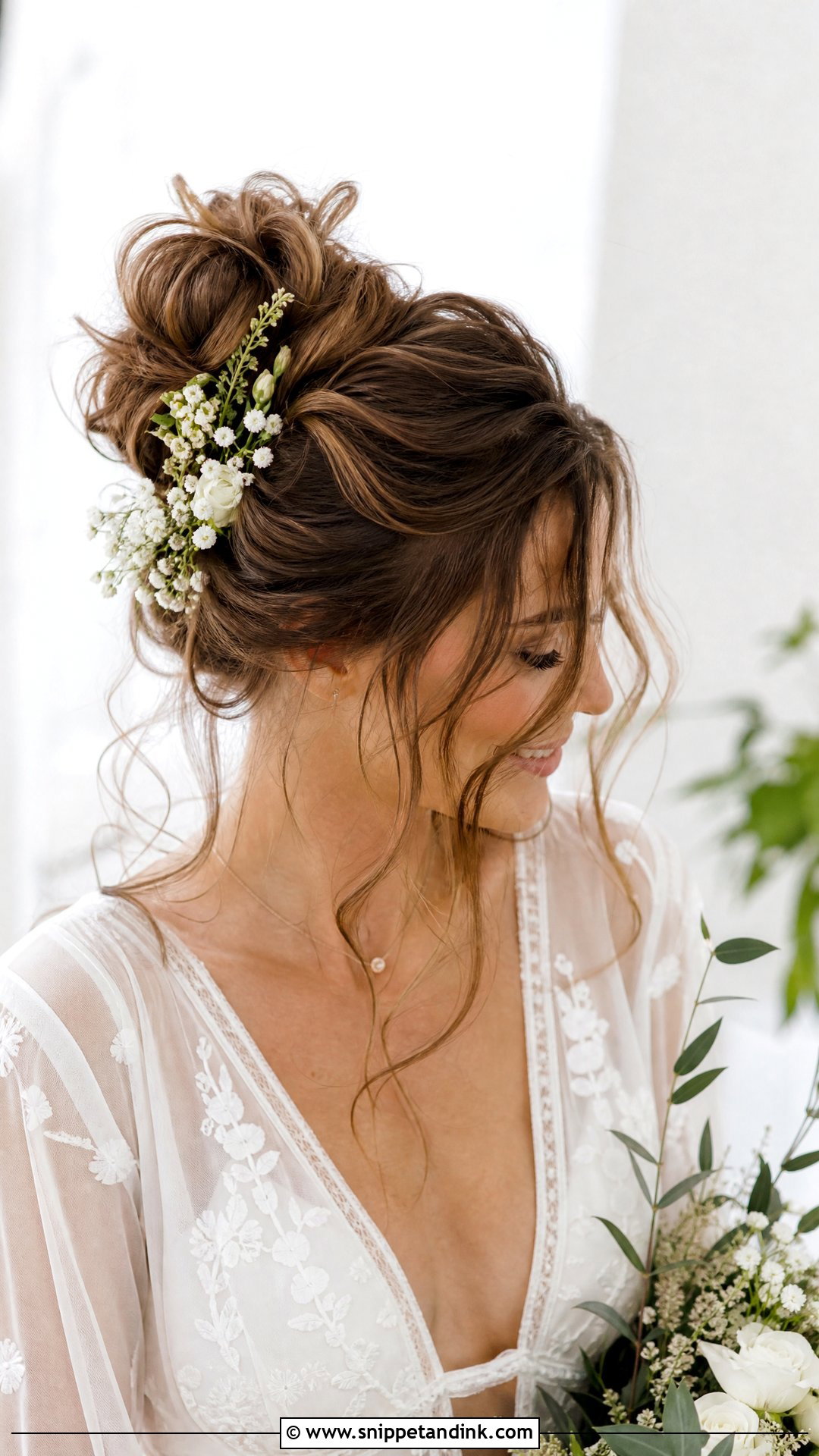 Messy High Bun Wedding Hairstyle - Snippet and Ink - 20 Wedding Hairstyle Ideas