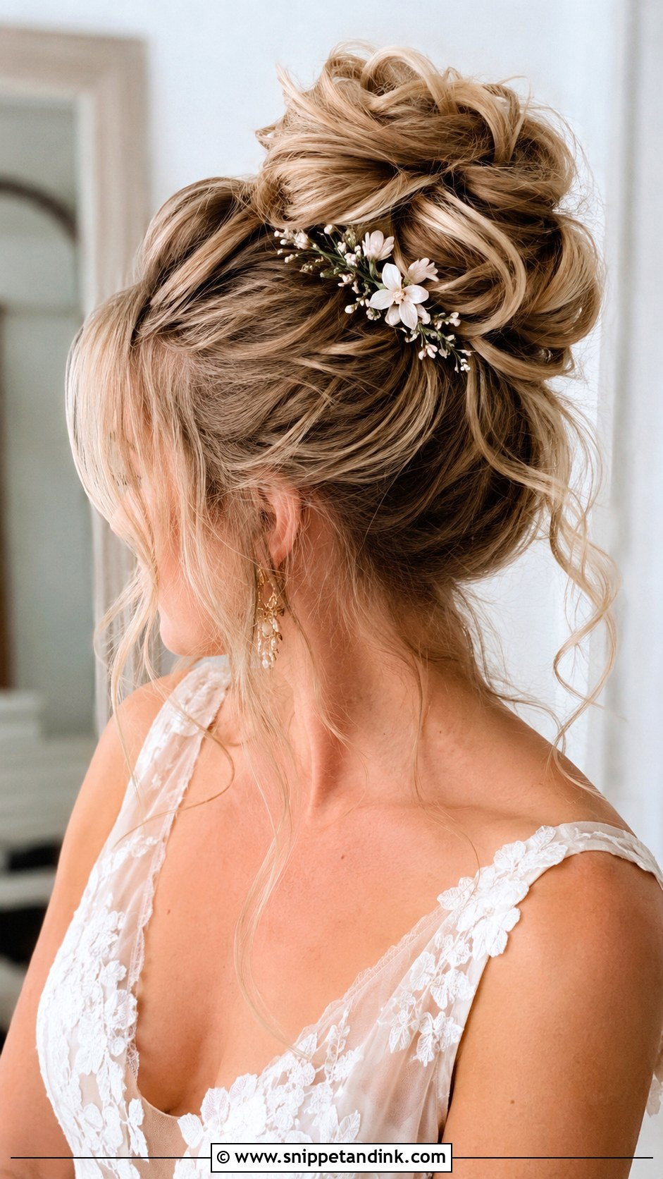 Messy High Bun Wedding Hairstyle - Snippet and Ink - 20 Wedding Hairstyles Videos