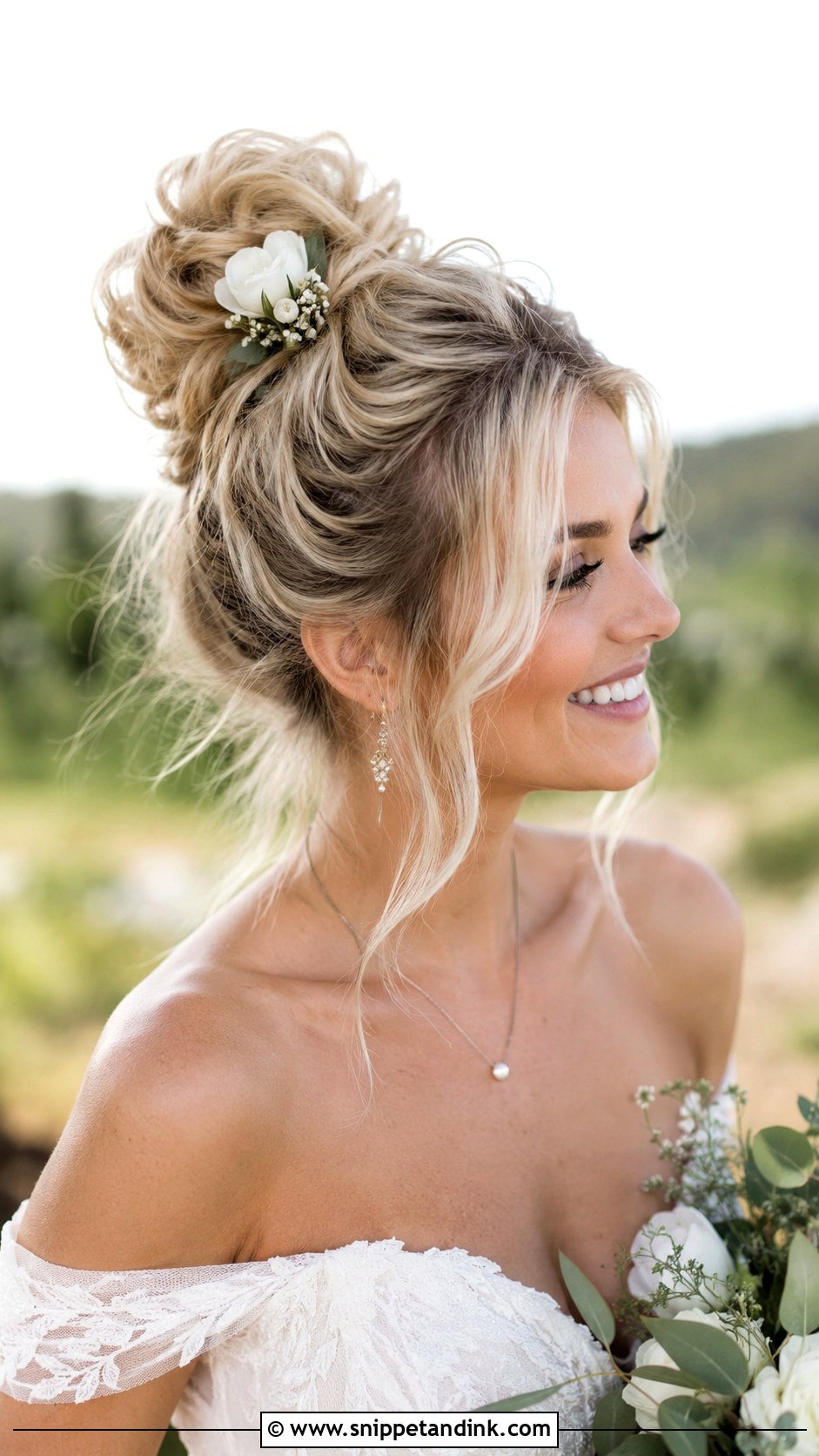 Messy High Bun Wedding Hairstyle - Snippet and Ink - 20 Western Wedding Hairstyles