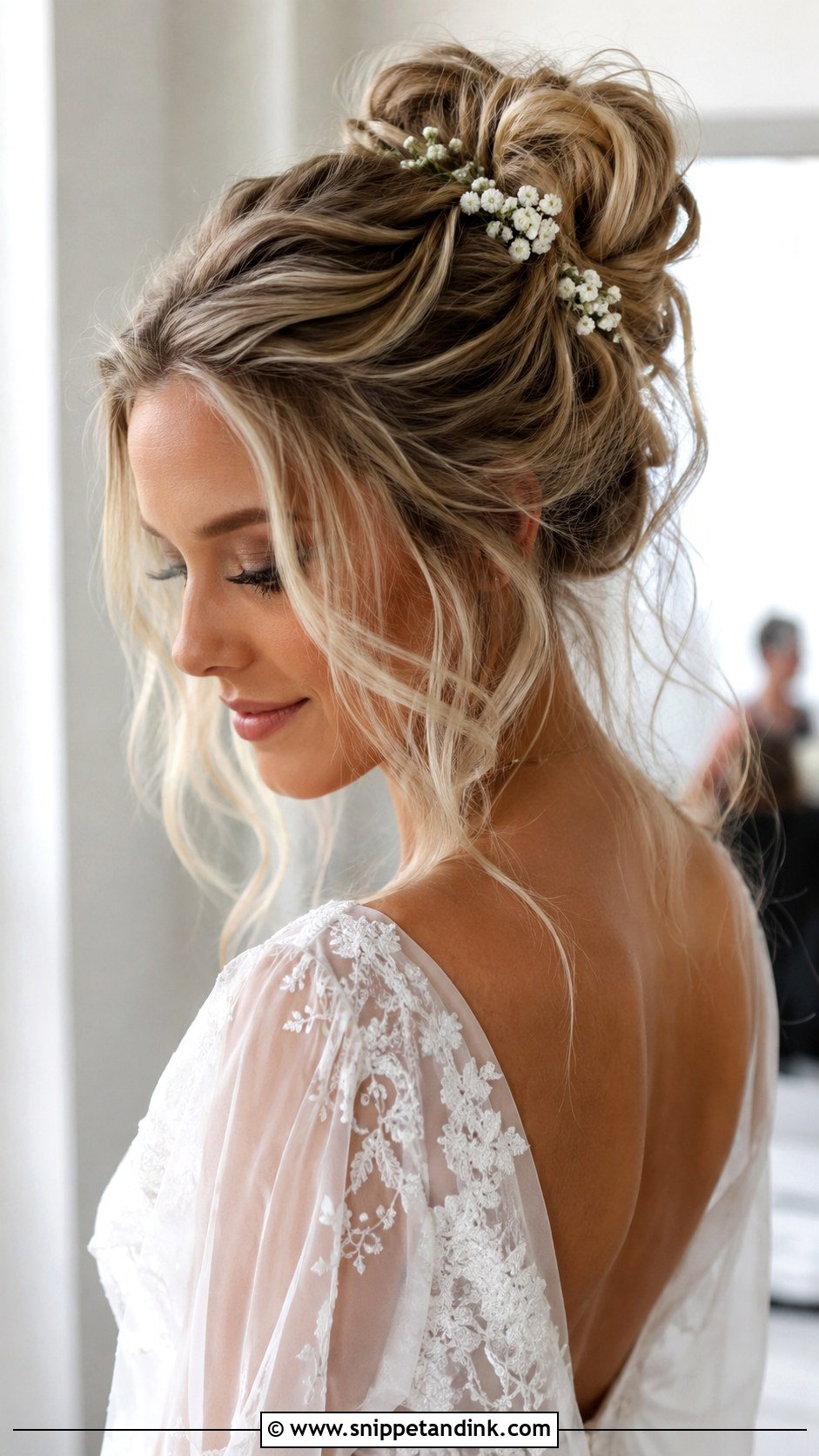 Messy High Bun Wedding Hairstyle - Snippet and Ink - 25 Bride Wedding Hairstyle Ideas