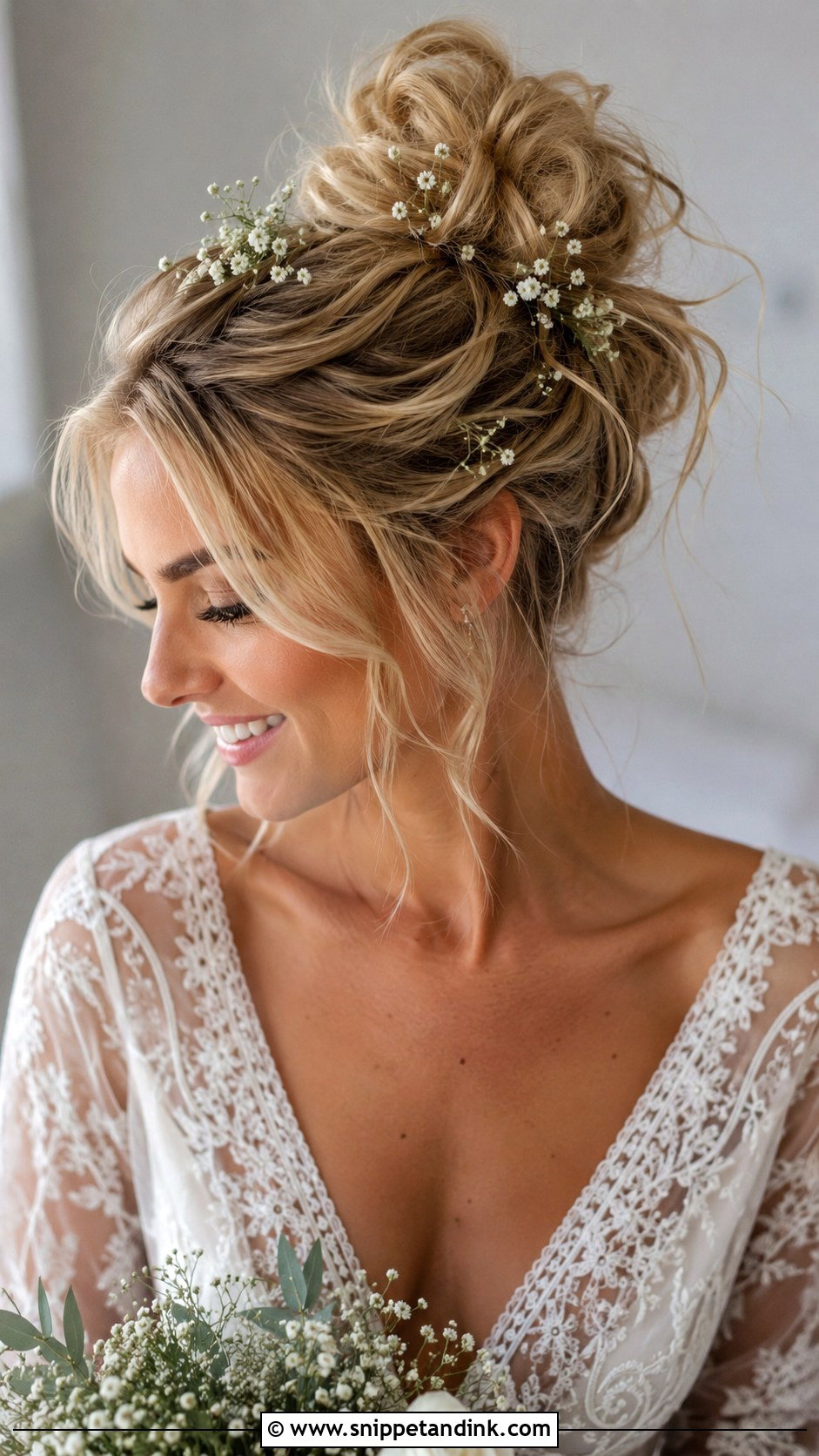 Messy High Bun Wedding Hairstyle - Snippet and Ink - 25 Hairstyle for Women Wedding Ideas