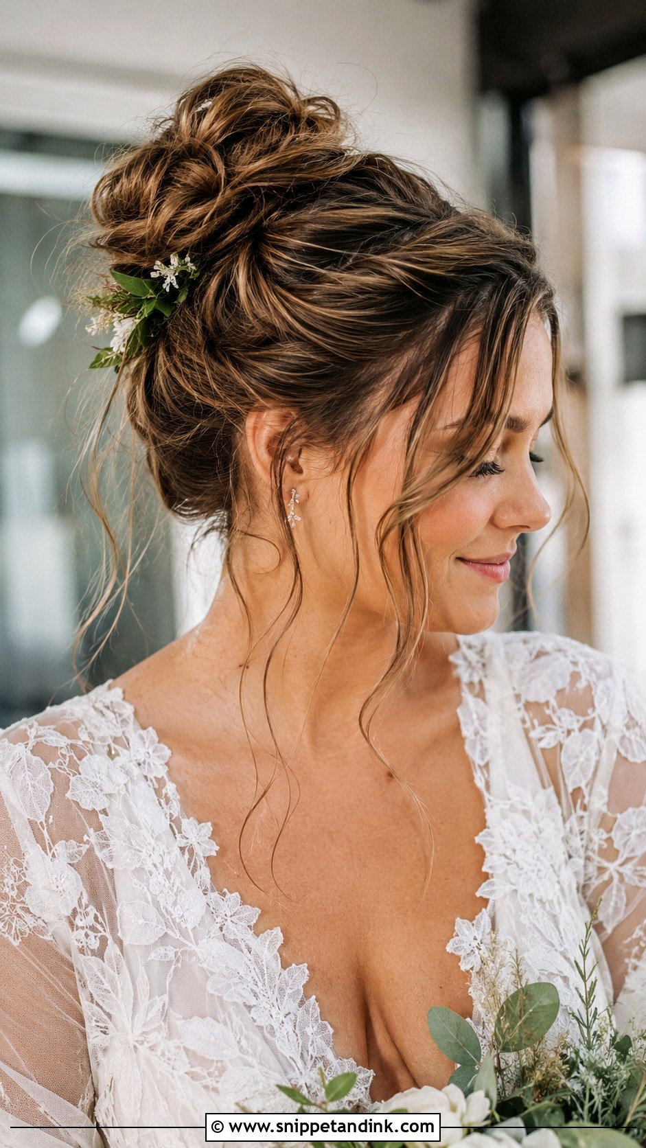 Messy High Bun Wedding Hairstyle - Snippet and Ink - 30 Hairstyle for Bride Ideas