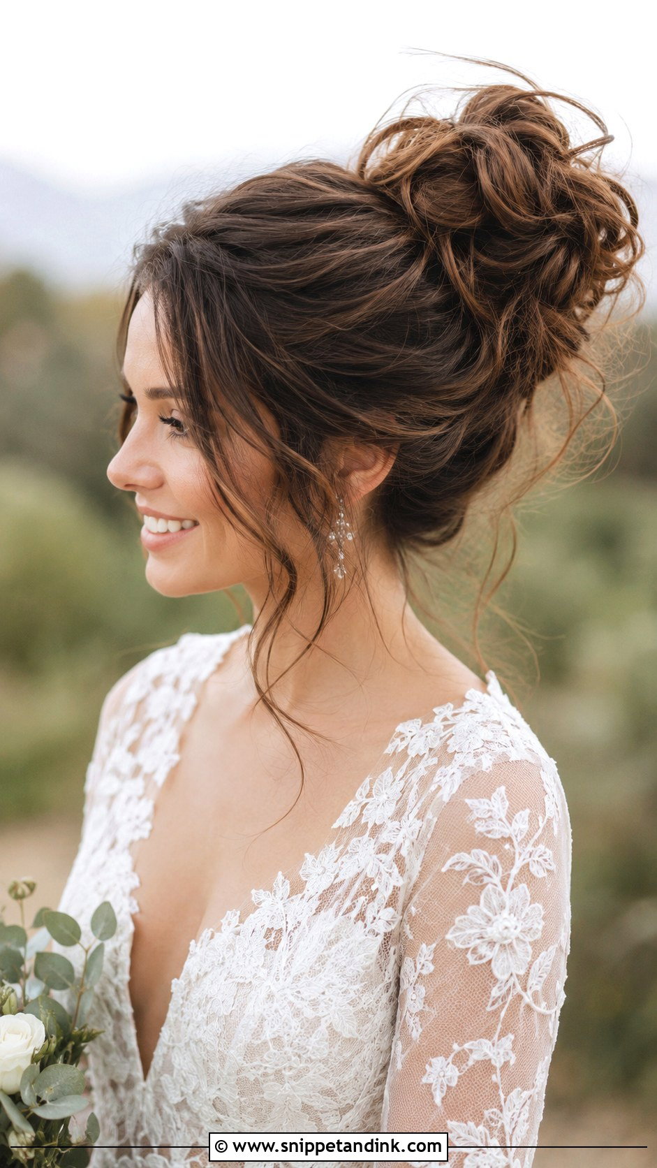 Messy High Bun Wedding Hairstyle - Snippet and Ink - 30 Wedding Hairstyles for Bride