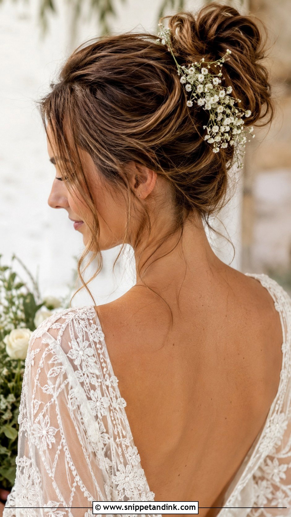 Messy High Bun Wedding Hairstyle - Snippet and Ink - 35 Hairstyle for Wedding Ideas