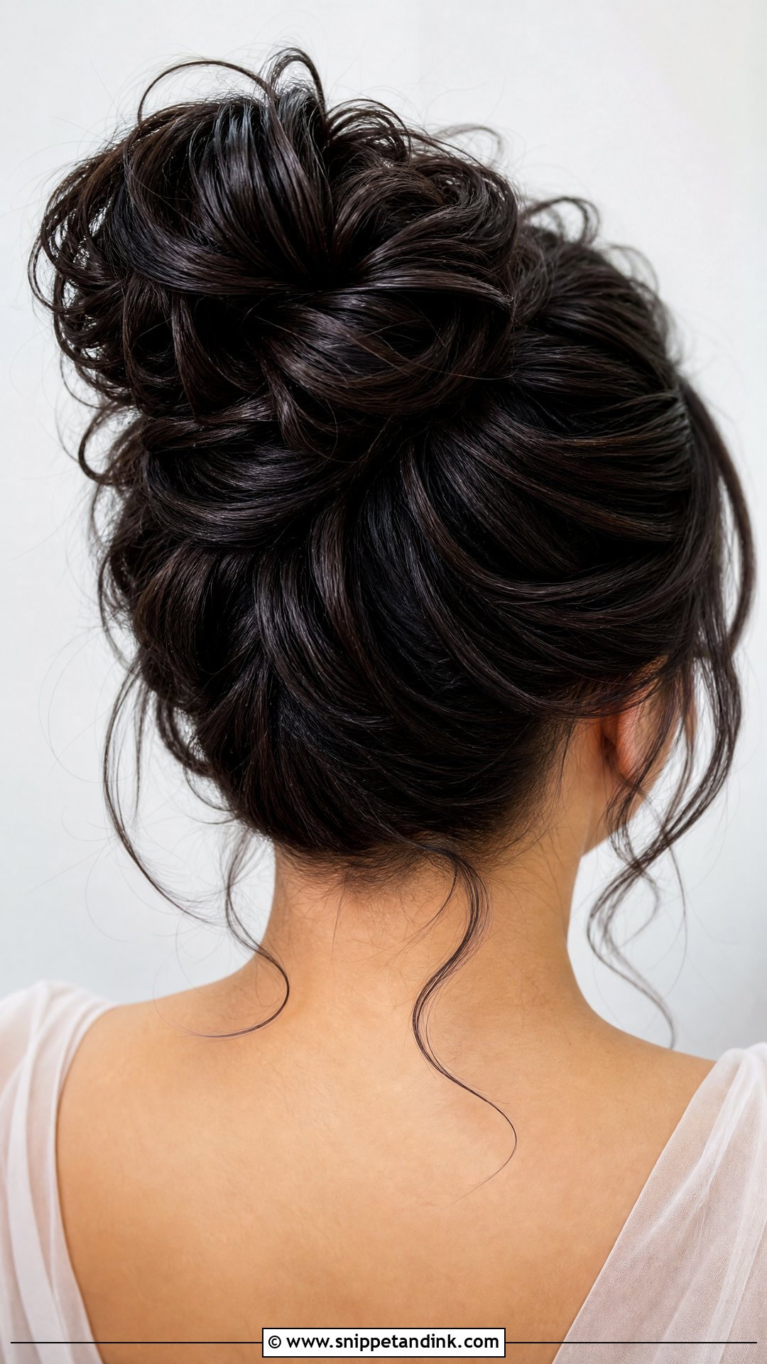 Messy High Bun Wedding Hairstyle - Snippet and Ink - 20 Messy Updo Wedding Hairstyles