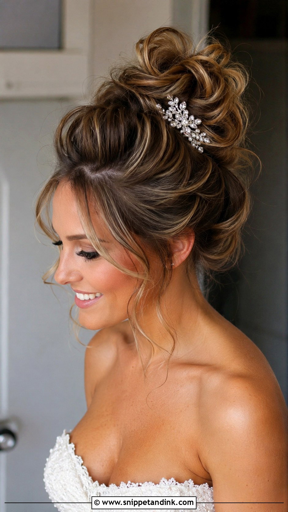 Messy High Bun Wedding Updo - Snippet and Ink - 25 Messy Bridal Updo Ideas