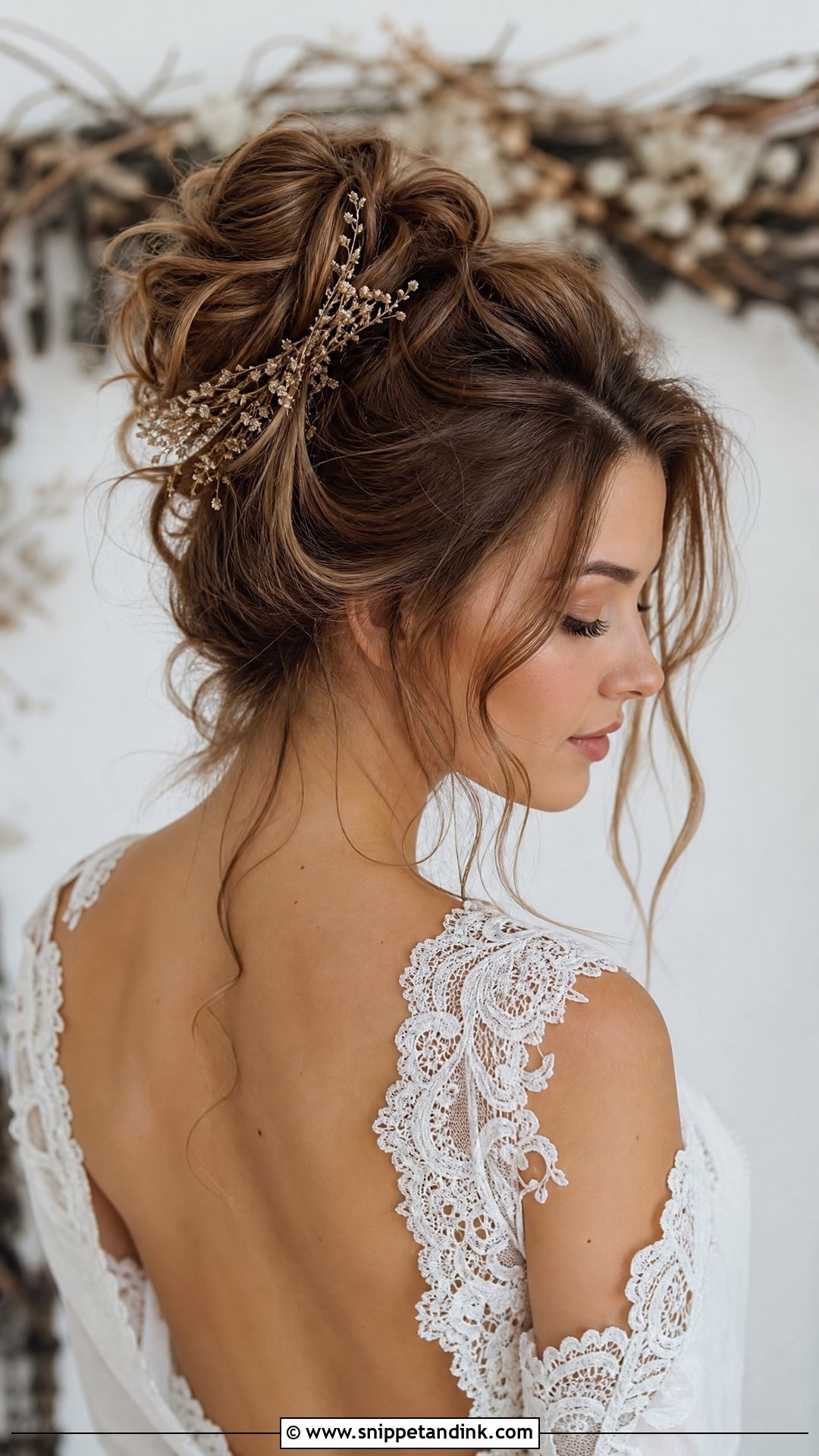 Messy High Bun With Face Framing Tendrils - Snippet and Ink - 20 Hair Updo for Wedding Ideas