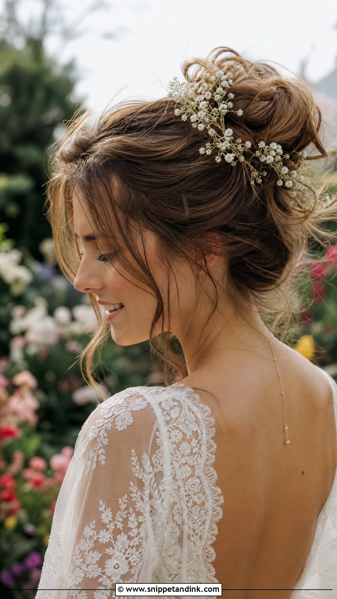 Messy High Bun With Face Framing Tendrils - Snippet and Ink - 20 Hairstyle for Bridal Ideas