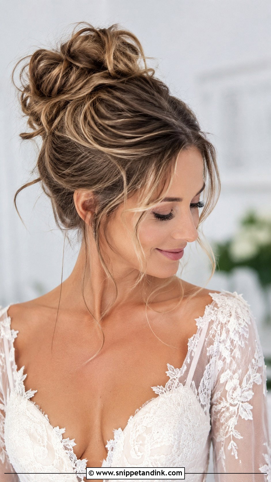 Messy High Bun With Tendrils - Snippet and Ink - 30 Hair for Wedding Ideas