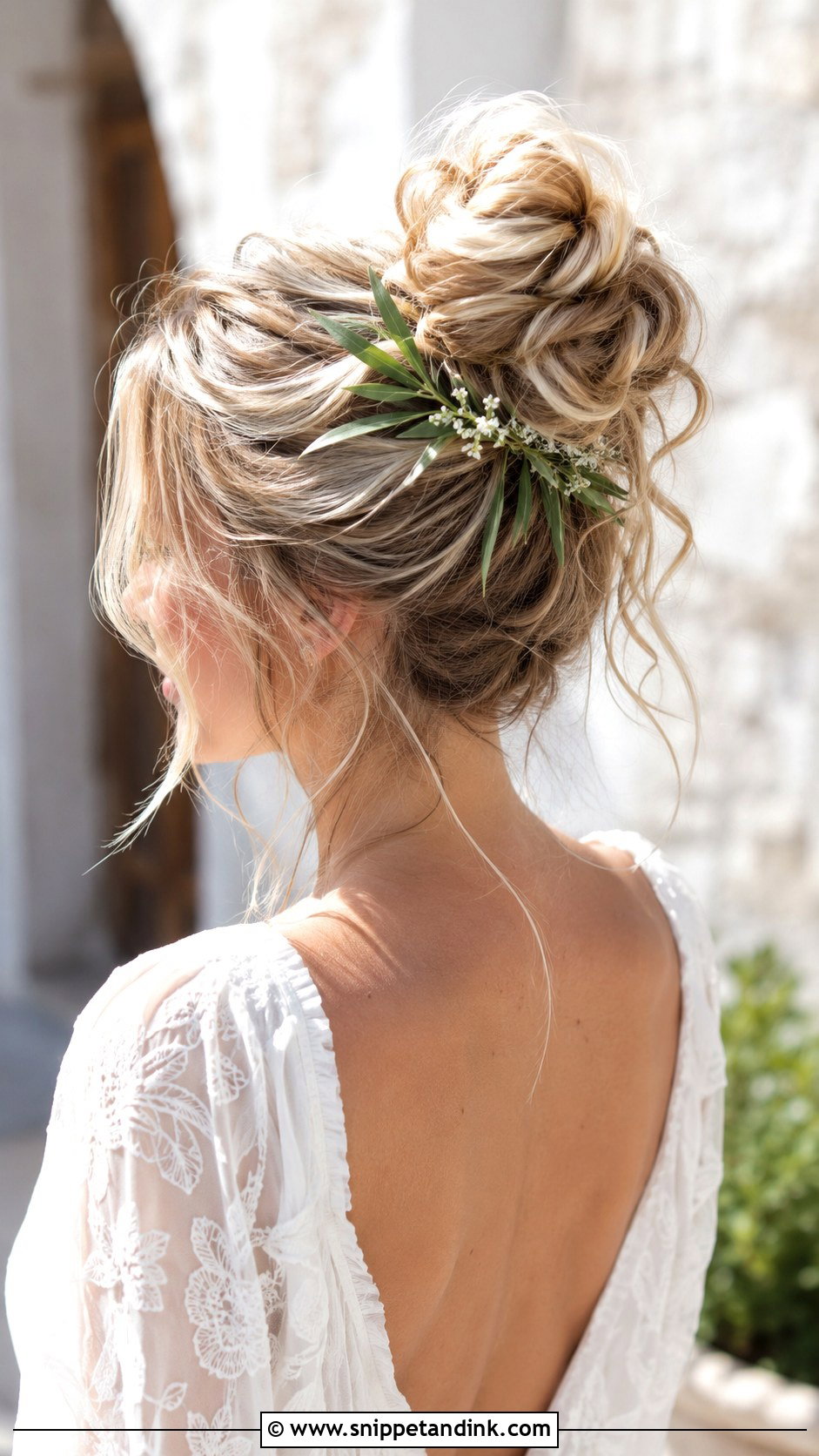 Messy High Bun With Tendrils - Snippet and Ink - 20 Hair Styles for Brides