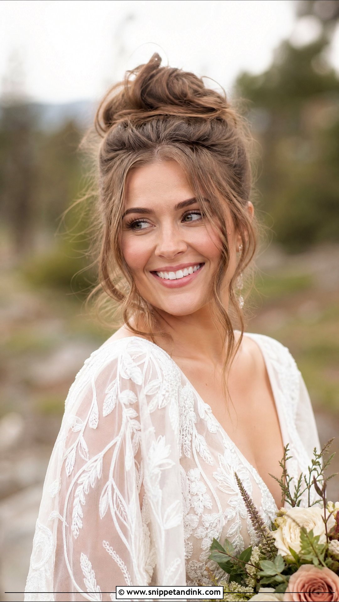 Messy High Bun With Tendrils - Snippet and Ink - 20 Party Wedding Hair Styles