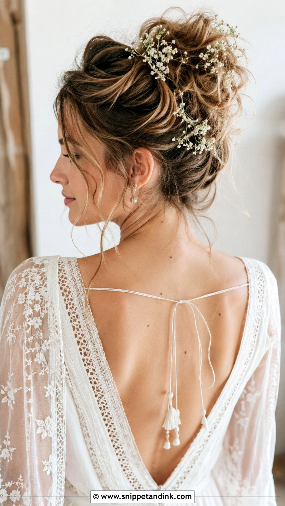 Messy High Bun for Boho Brides - Snippet and Ink - 25 Hairstyles for a Wedding