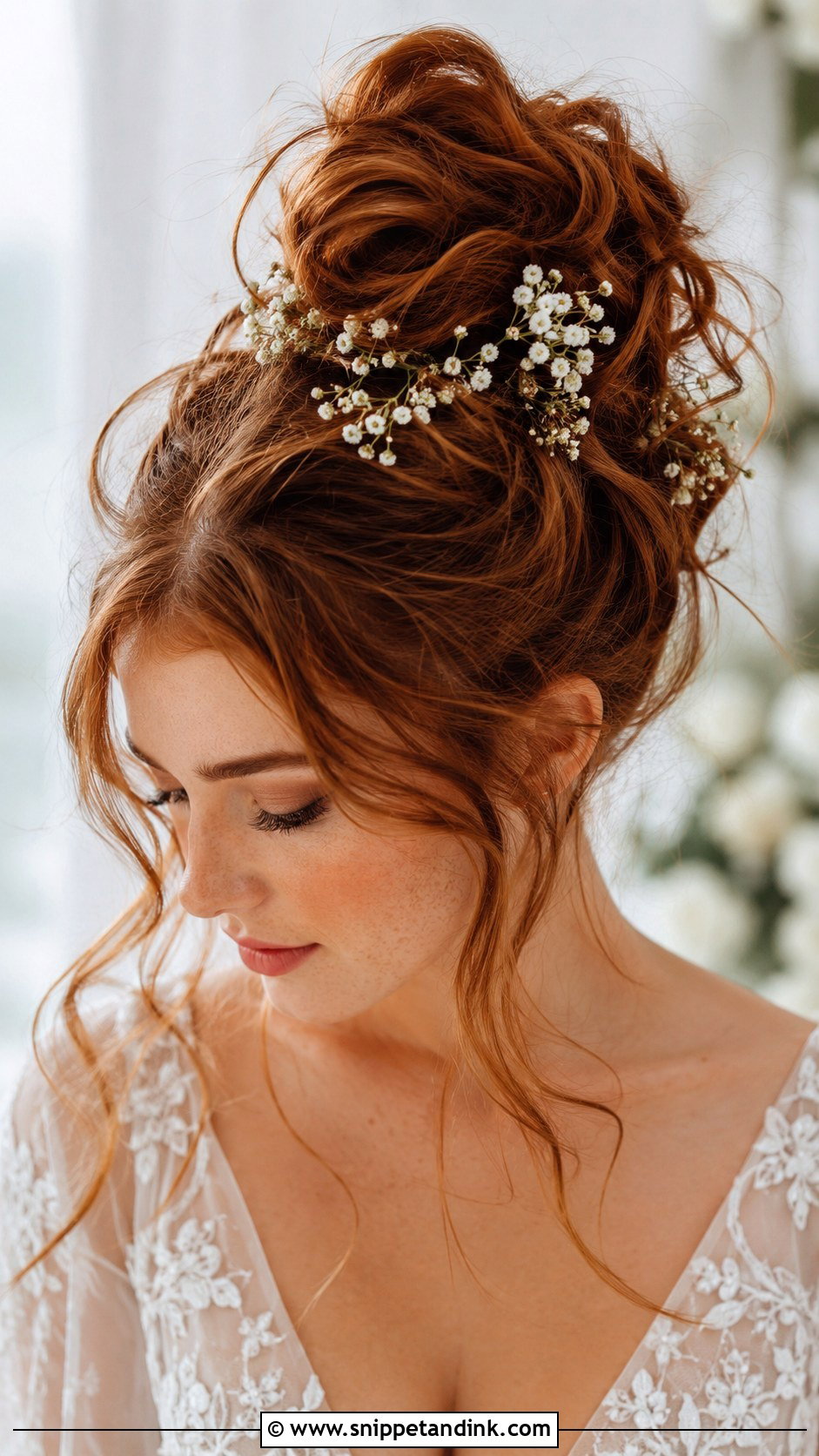 Messy High Bun for Boho Brides - Snippet and Ink - 25 Romantic Wedding Hair Ideas