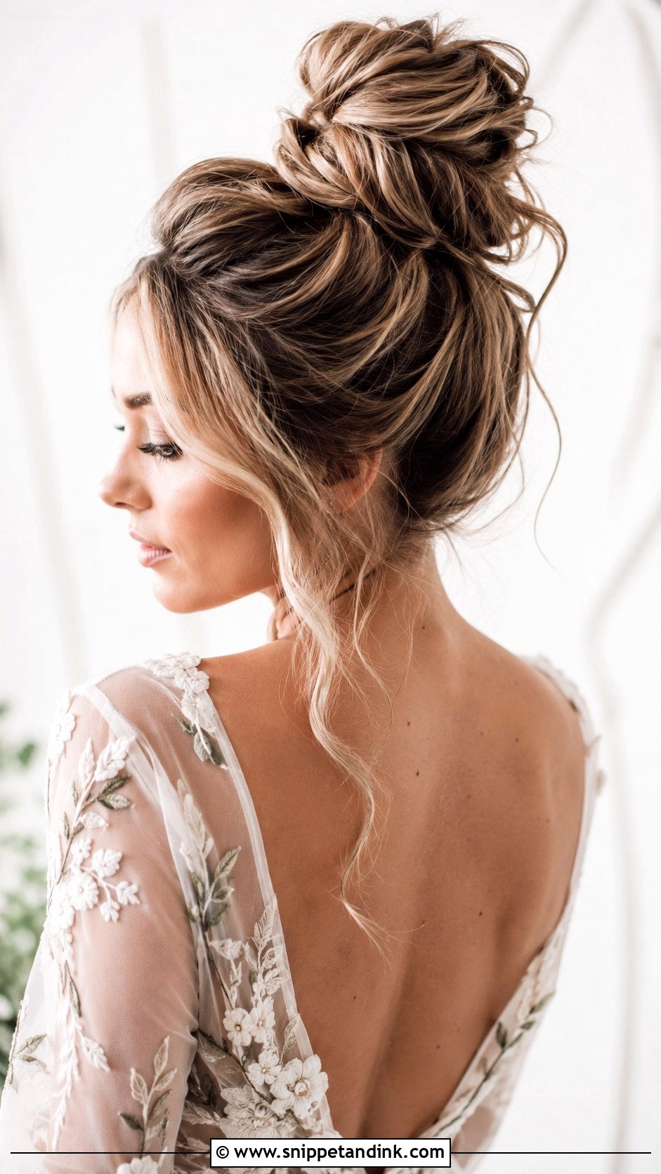 Messy High Bun for Brides - Snippet and Ink - 25 Hairstyle for Marriage Ideas