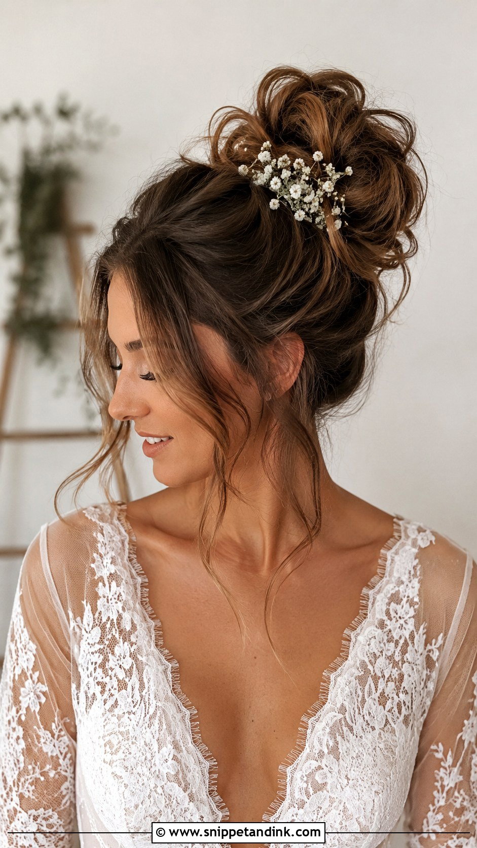 Messy High Bun for Brides - Snippet and Ink - 25 Hairstyles for Brides