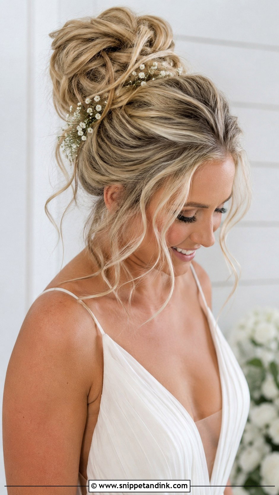 Messy High Bun for Brides - Snippet and Ink - 20 Hair Up Styles Wedding