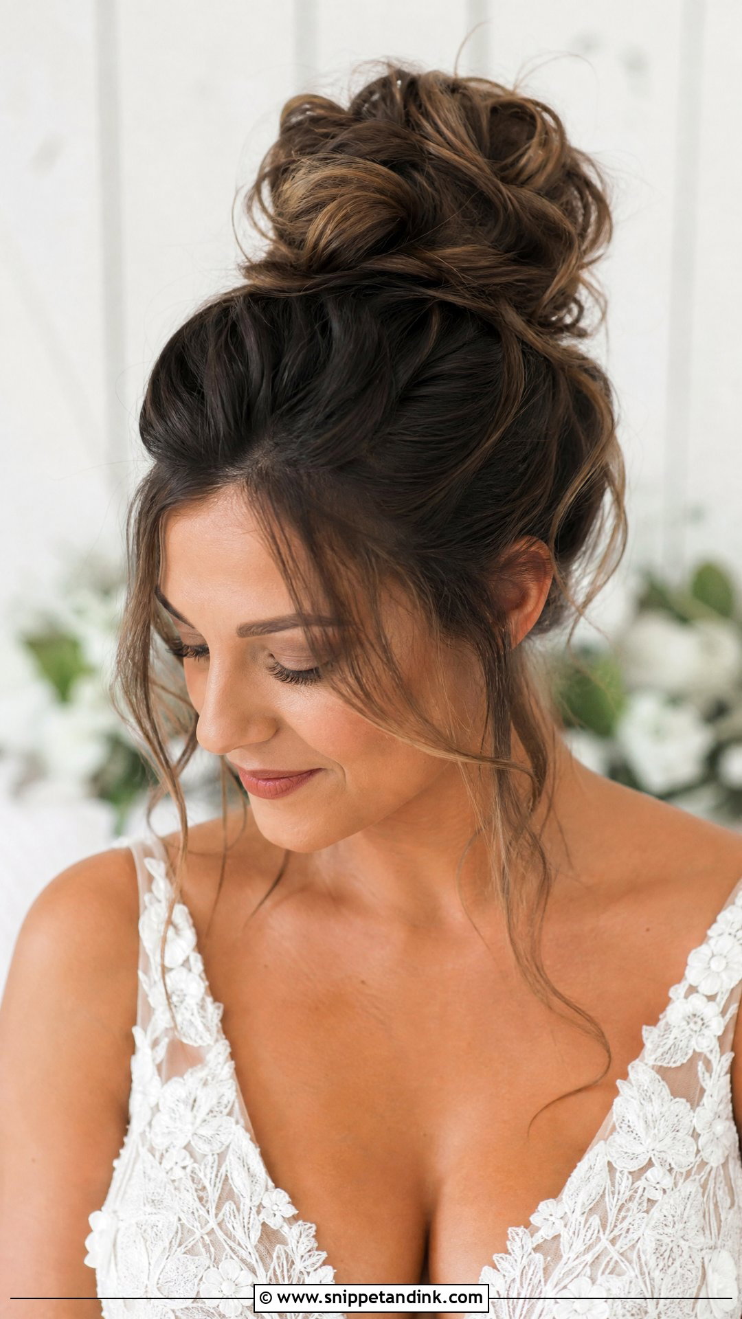 Messy High Bun for Brides - Snippet and Ink - 20 Soft Bridal Hair Ideas