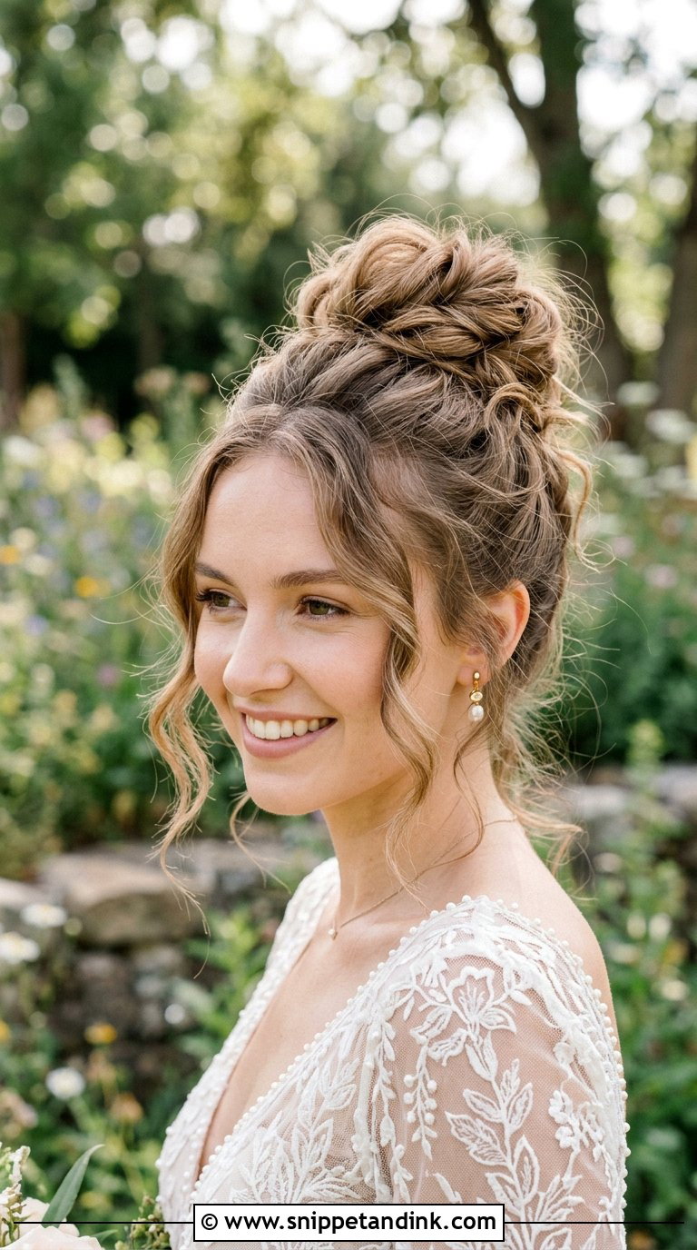 Messy High Bun for Brides - Snippet and Ink - 20 Bridal Hair Styling Ideas