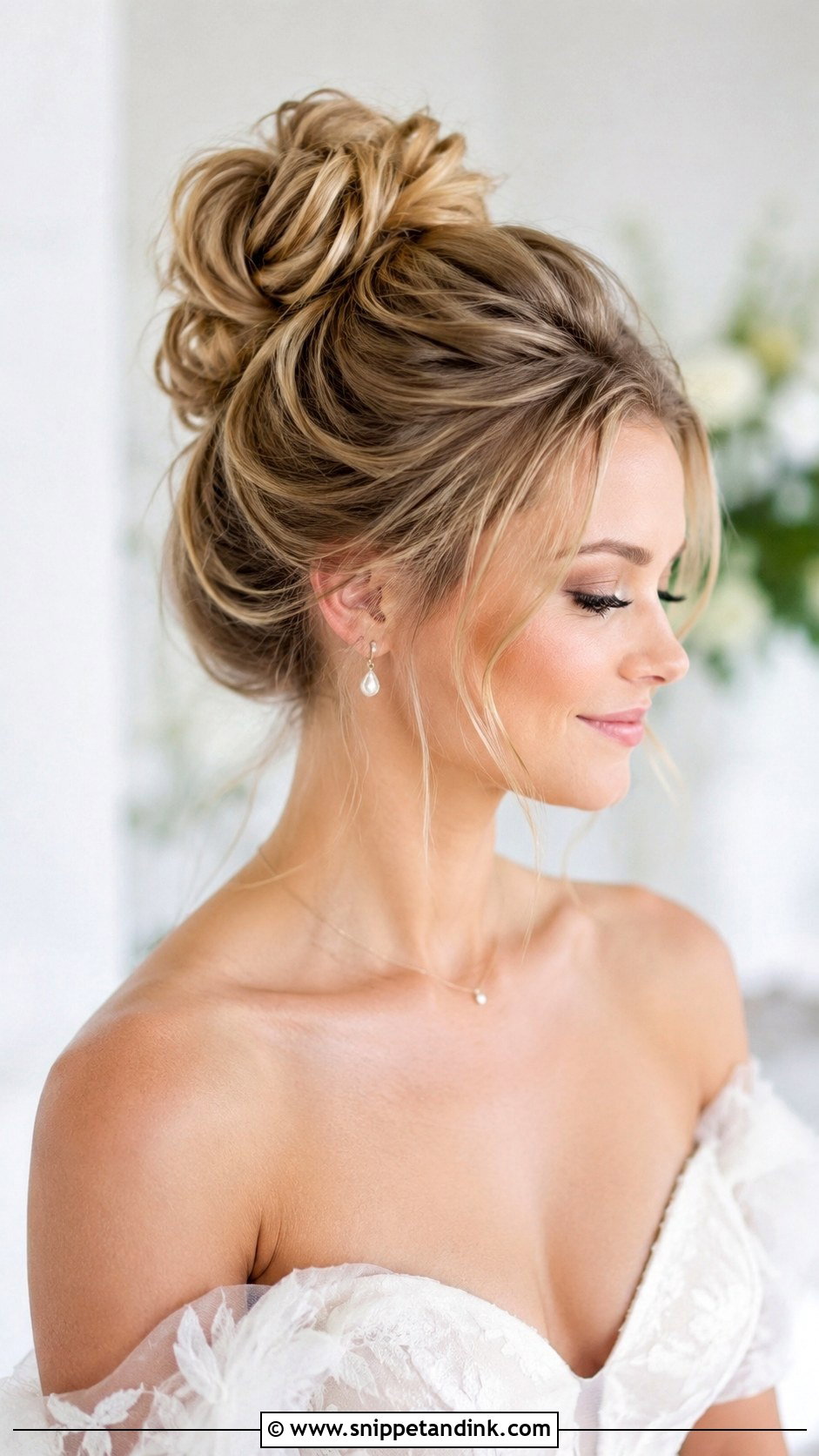 Messy High Bun for Medium Length Wedding Hair - Snippet and Ink - 25 Hairstyles for Medium Length Hair Wedding