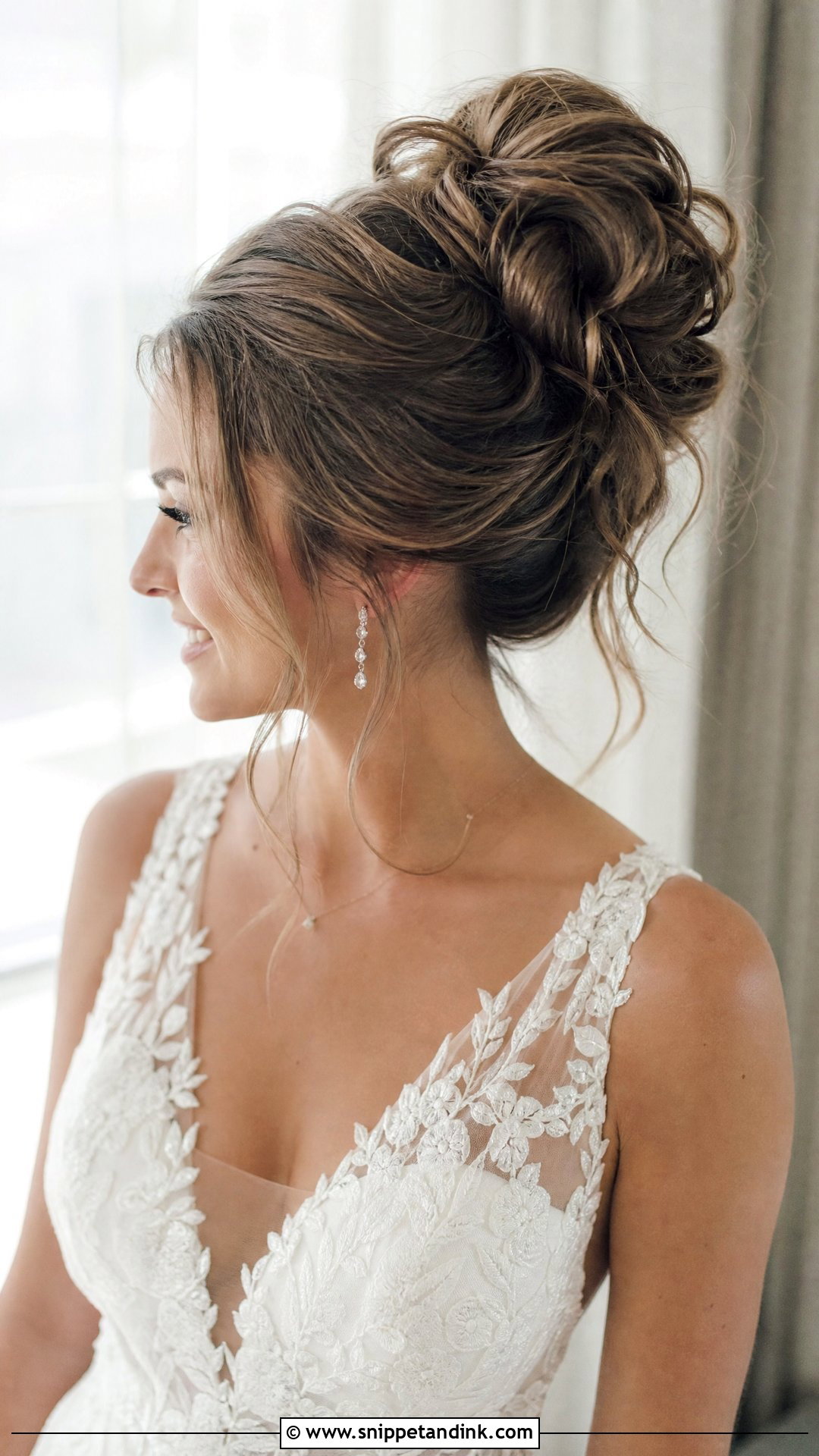 Messy High Bun for Wedding - Snippet and Ink - 20 High Bun for Wedding Ideas
