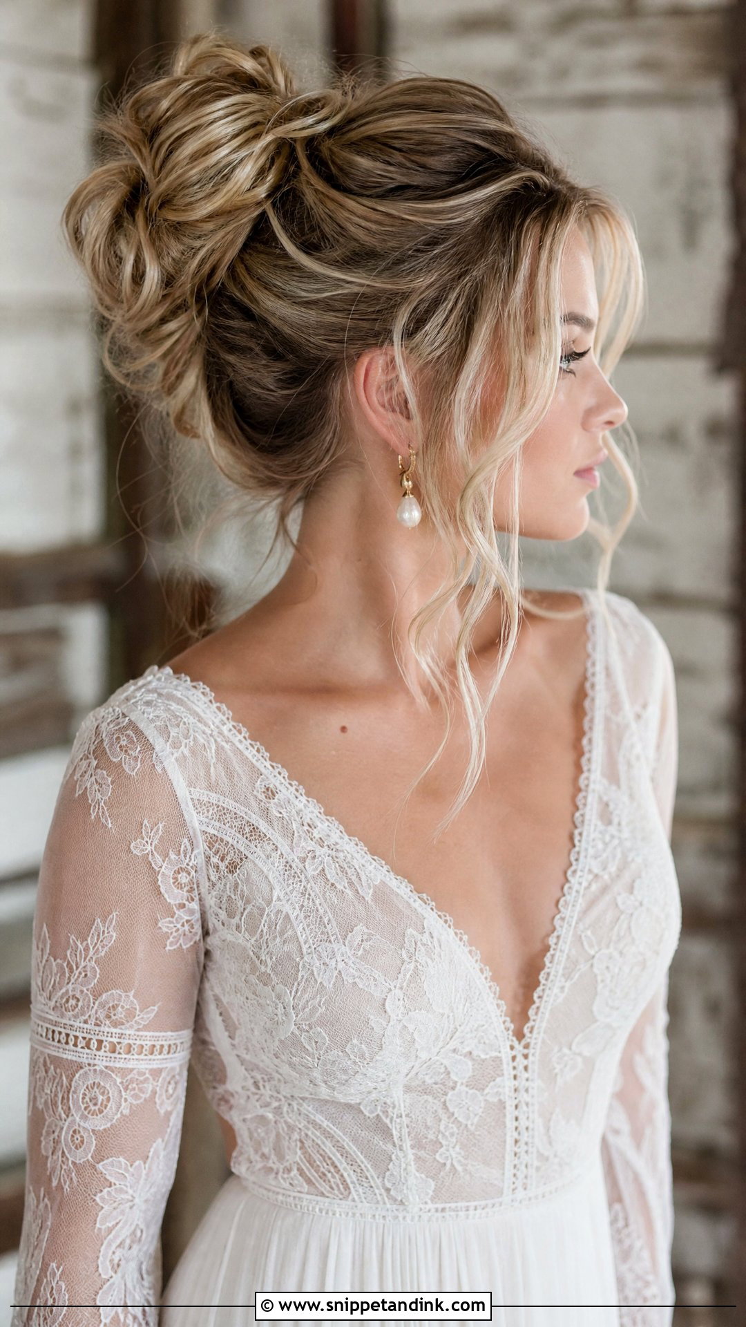 Messy High Bun for the Bride - Snippet and Ink - 20 Hairstyles for the Bride