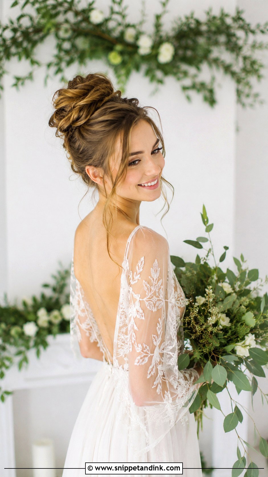 Messy High Bun for the Modern Bride - Snippet and Ink - 35 Hairstyles for Wedding