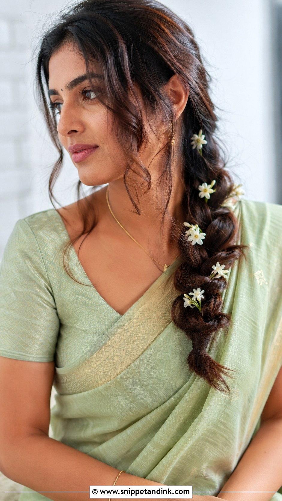 Messy Jasmine Braid - Snippet and Ink - 35 South Indian Wedding Hairstyles