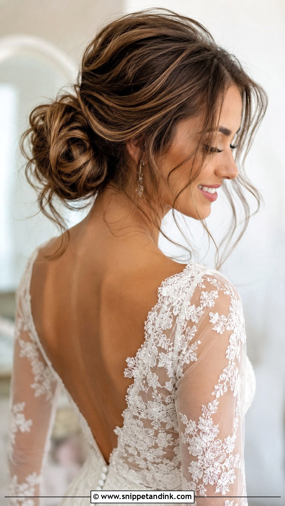 Messy Loose Wedding Bun - Snippet and Ink - 20 Loose Wedding Bun Ideas