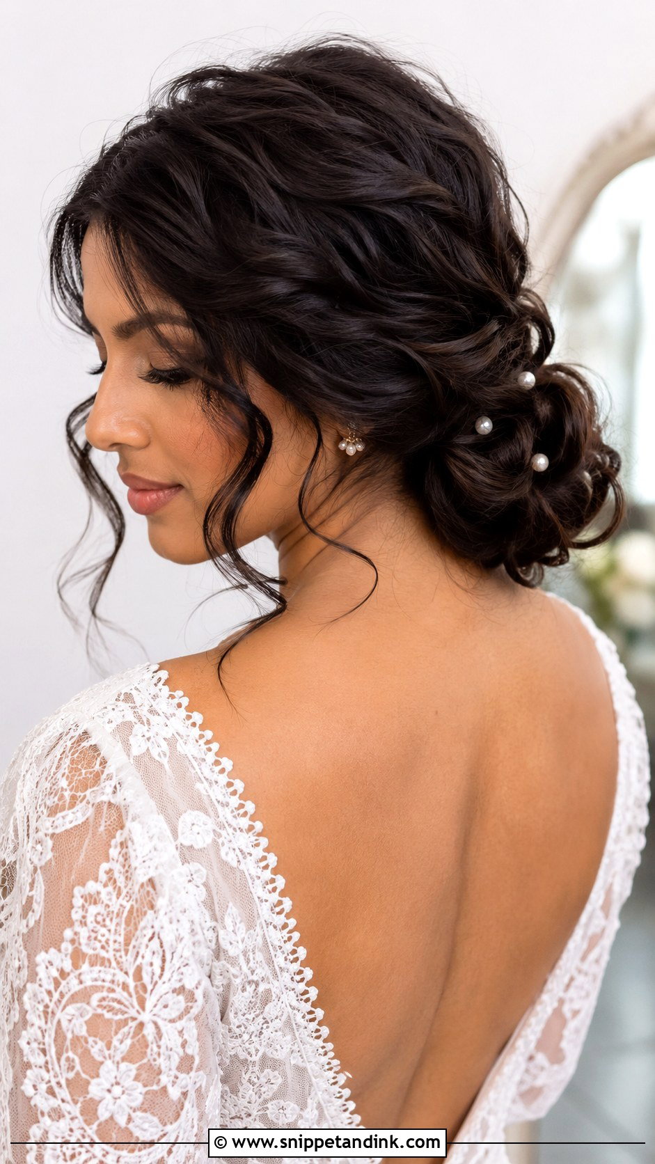 Messy Low Bridal Bun - Snippet and Ink - 15 Long Face Bridal Hairstyles