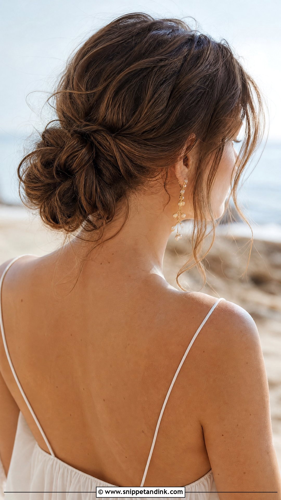 Messy Low Bun - Snippet and Ink - 20 Shoulder Length Wedding Guest Hair Ideas