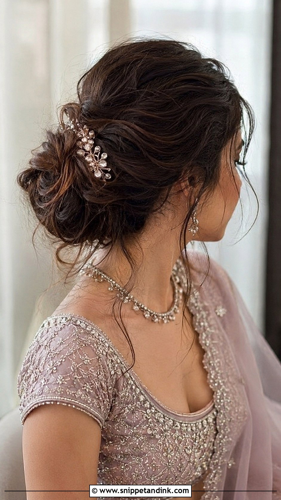 Messy Low Bun - Snippet and Ink - 20 Simple Hairstyles for Indian Wedding