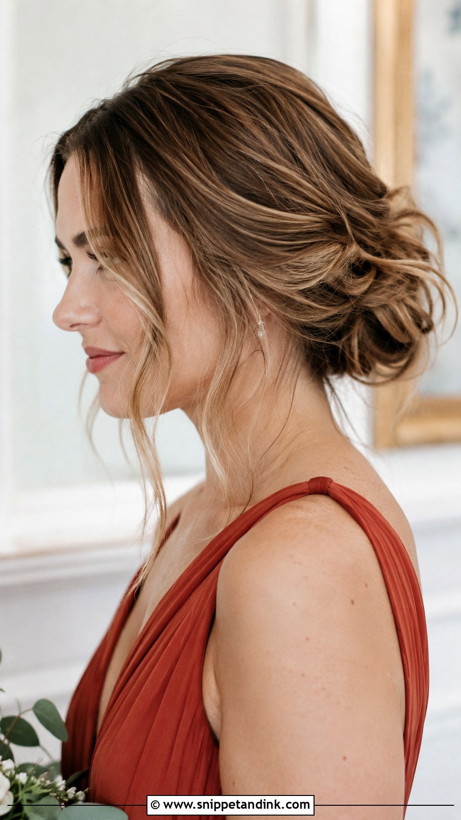 Messy Low Bun - Snippet and Ink - 20 Wedding Party Hair Ideas
