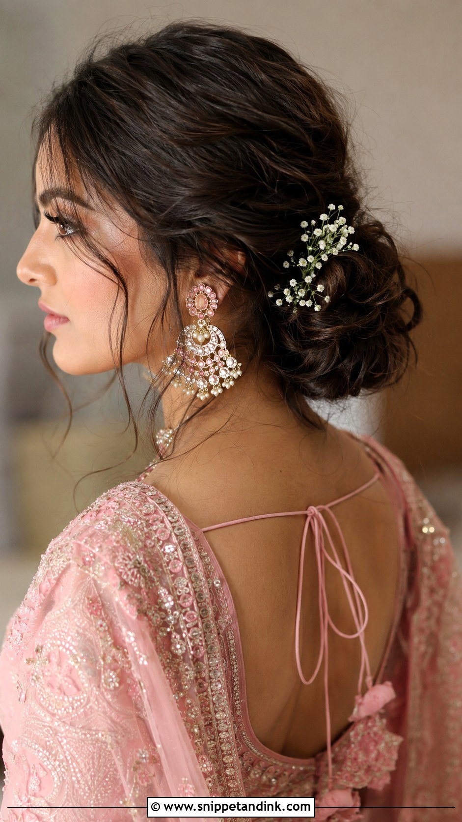 Messy Low Bun Bridal Juda - Snippet and Ink - 25 Bridal Juda Hairstyles