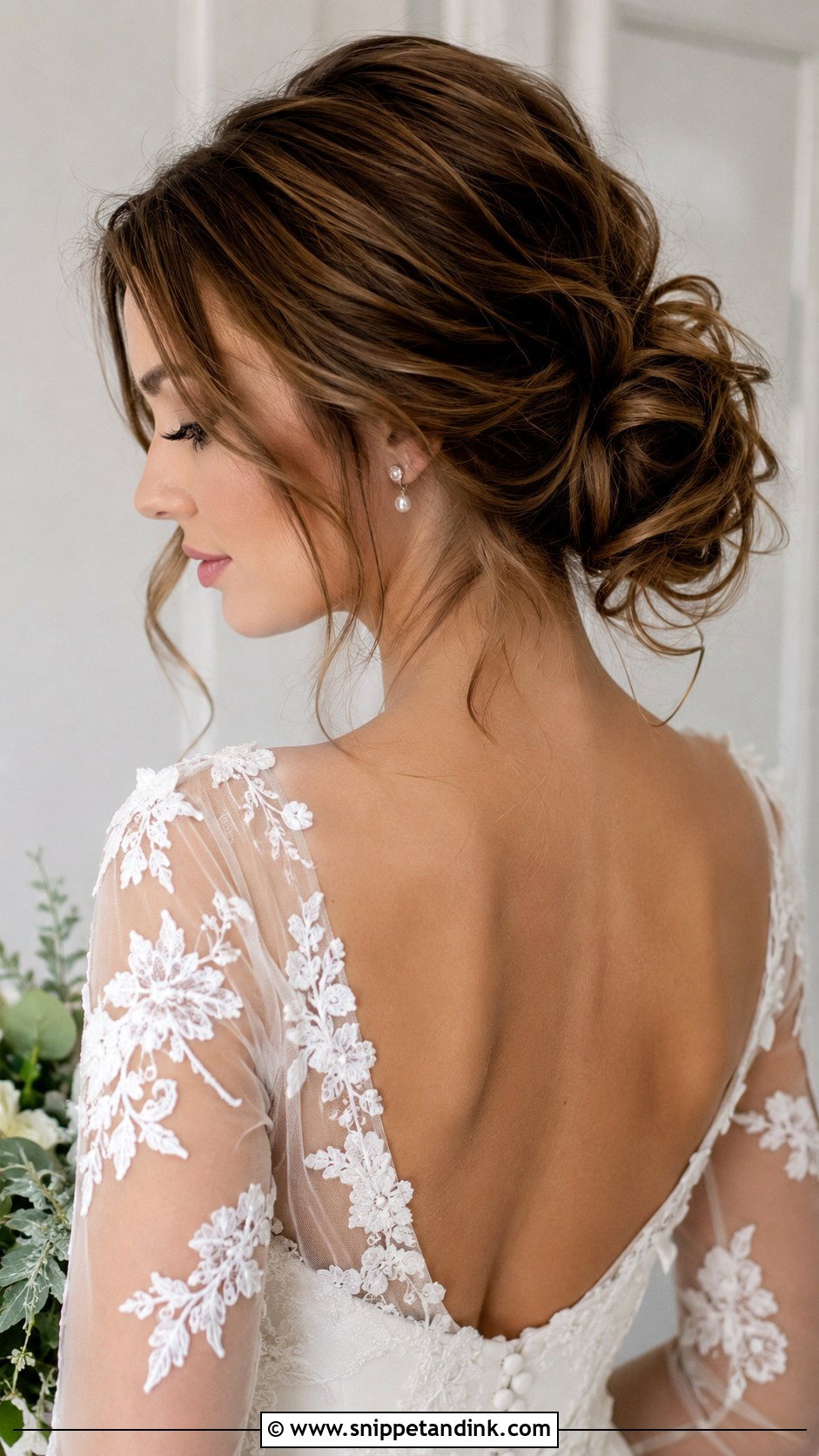 Messy Low Bun Bridal Updo - Snippet and Ink - 25 Messy Bridal Updo Ideas