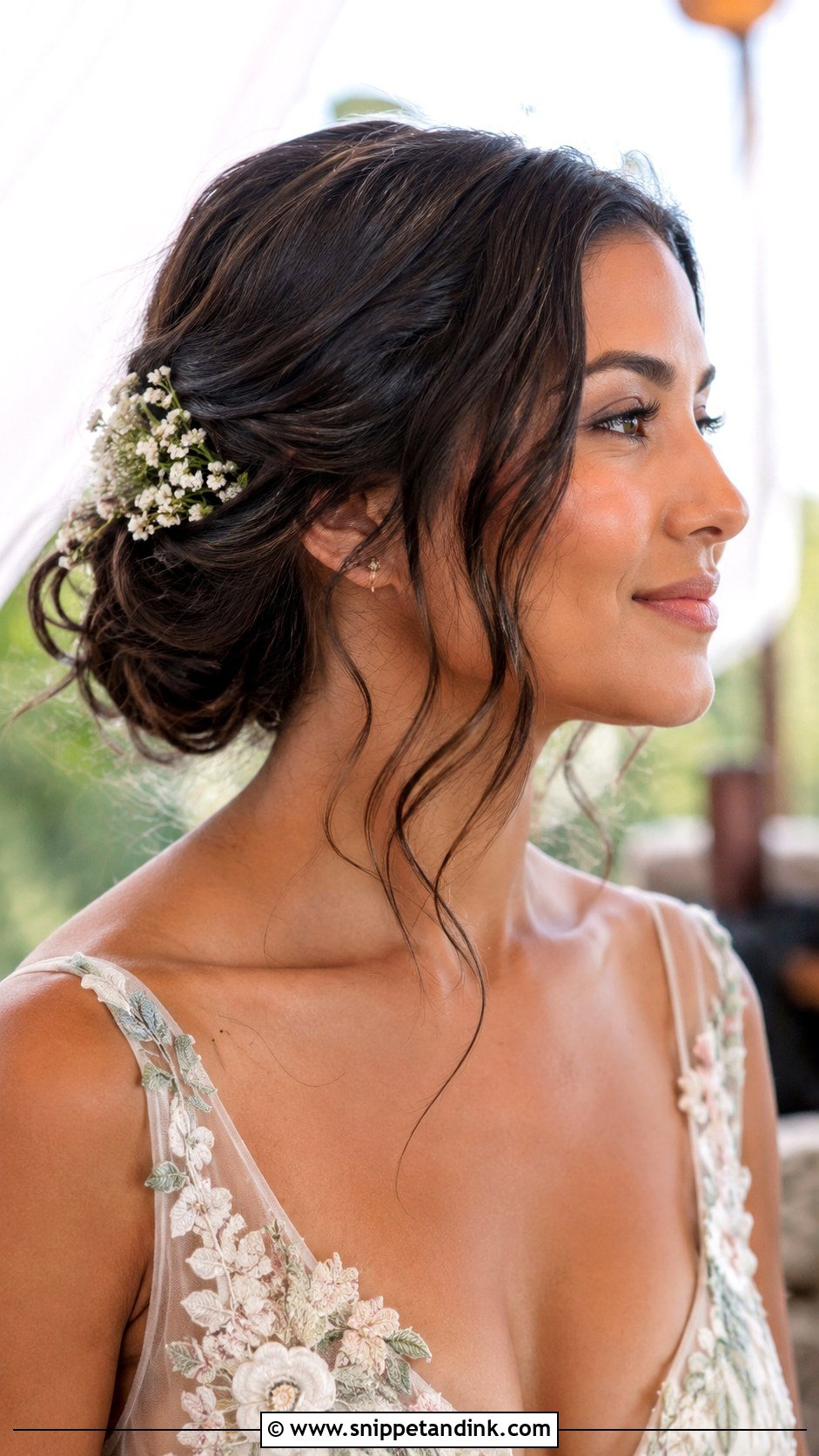 Messy Low Bun Wedding Hair With Flowers - Snippet and Ink - 15 Messy Low Bun Hairstyles Wedding