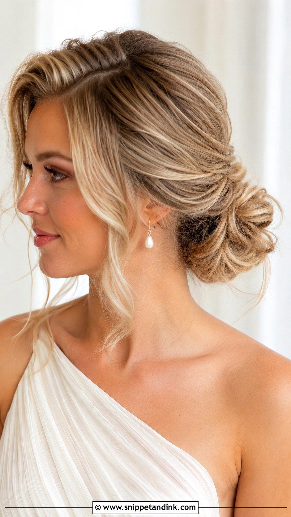 Messy Low Bun Wedding Hair With Side Part - Snippet and Ink - 15 Messy Low Bun Hairstyles Wedding