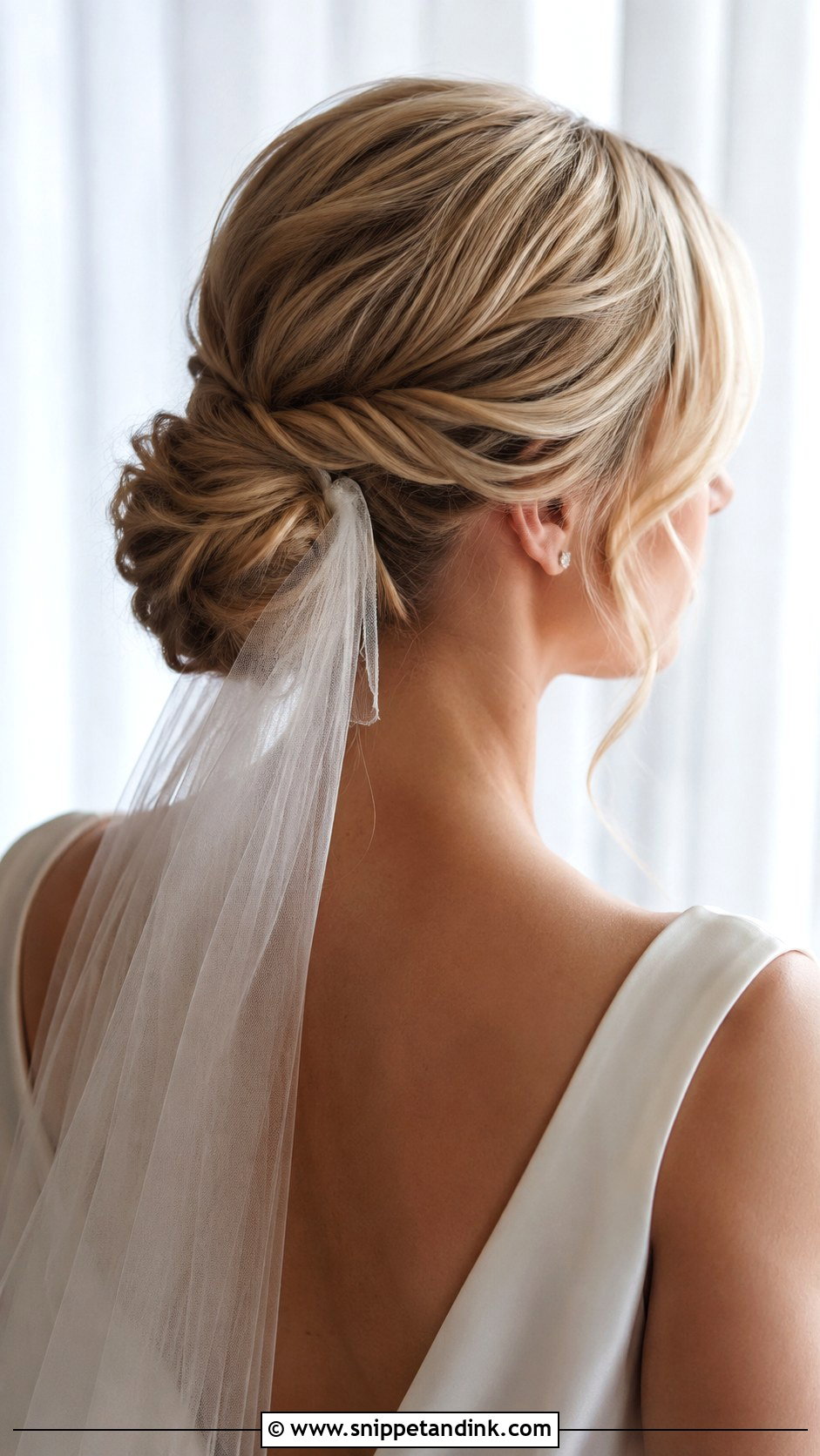 Messy Low Bun Wedding Hair With Veil - Snippet and Ink - 15 Messy Low Bun Hairstyles Wedding