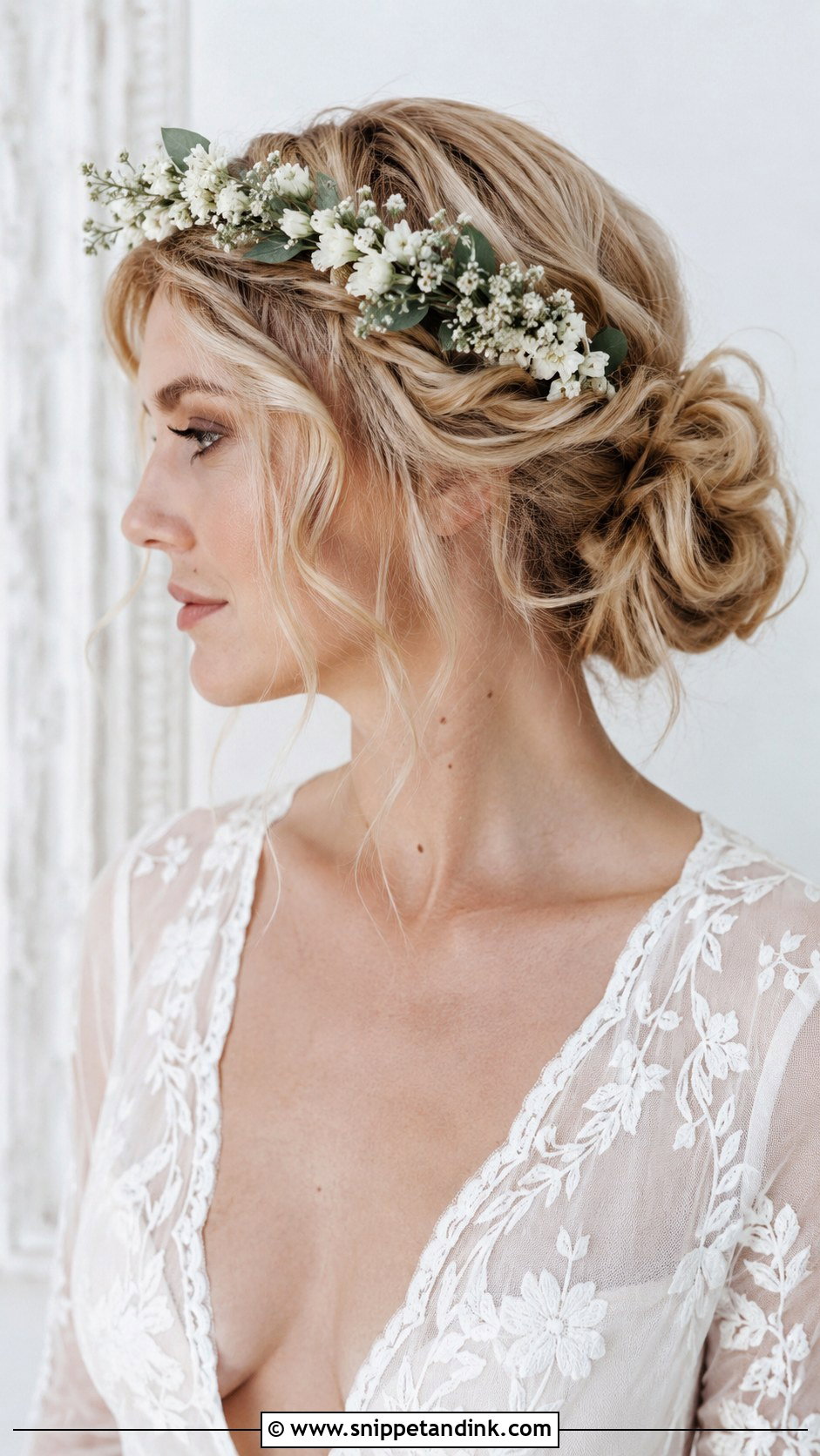 Messy Low Bun Wedding Hairstyle - Snippet and Ink - 20 Low Bridal Updo Ideas