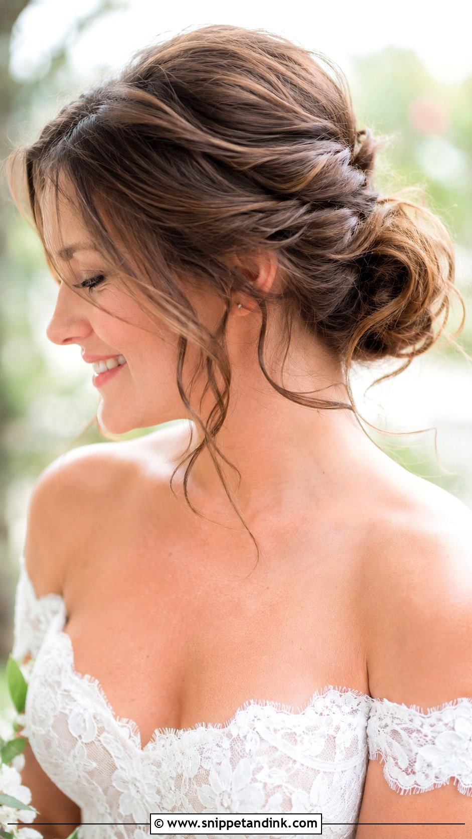 Messy Low Bun Wedding Updo - Snippet and Ink - 30 Messy Updo Wedding Ideas