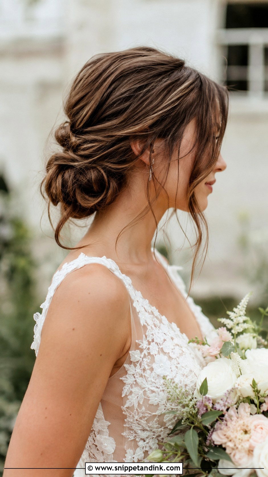 Messy Low Bun With Face Framing Pieces - Snippet and Ink - 20 Easy Hair for Wedding Guest Ideas