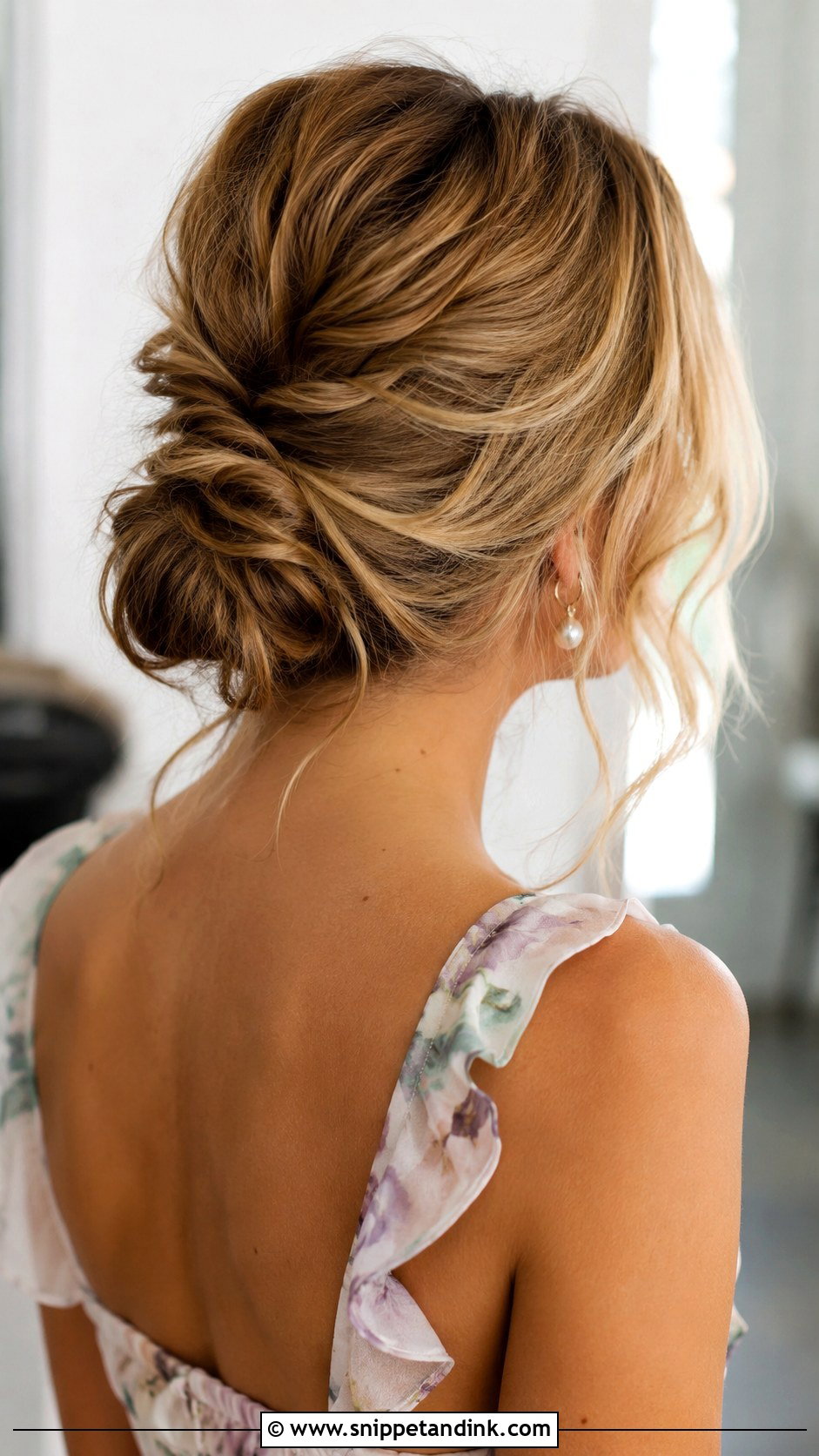 Messy Low Bun With Face Framing Pieces - Snippet and Ink - 20 Low Bun Wedding Guest Hair Ideas
