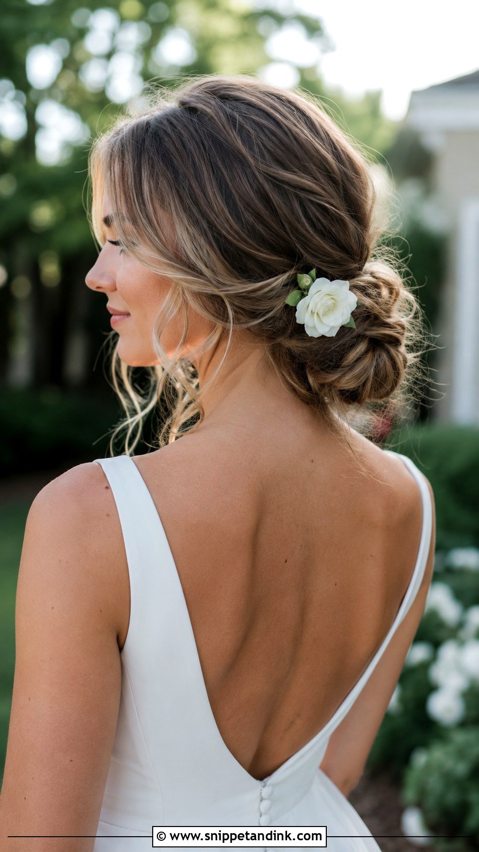Messy Low Bun With Loose Tendrils - Snippet and Ink - 20 Garden Wedding Hairstyles
