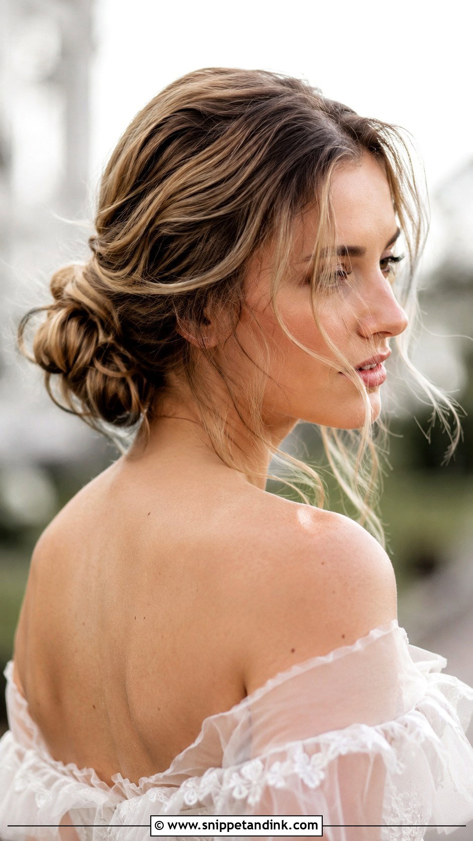 Messy Low Bun With Loose Tendrils - Snippet and Ink - 25 Whimsical Wedding Hair Ideas