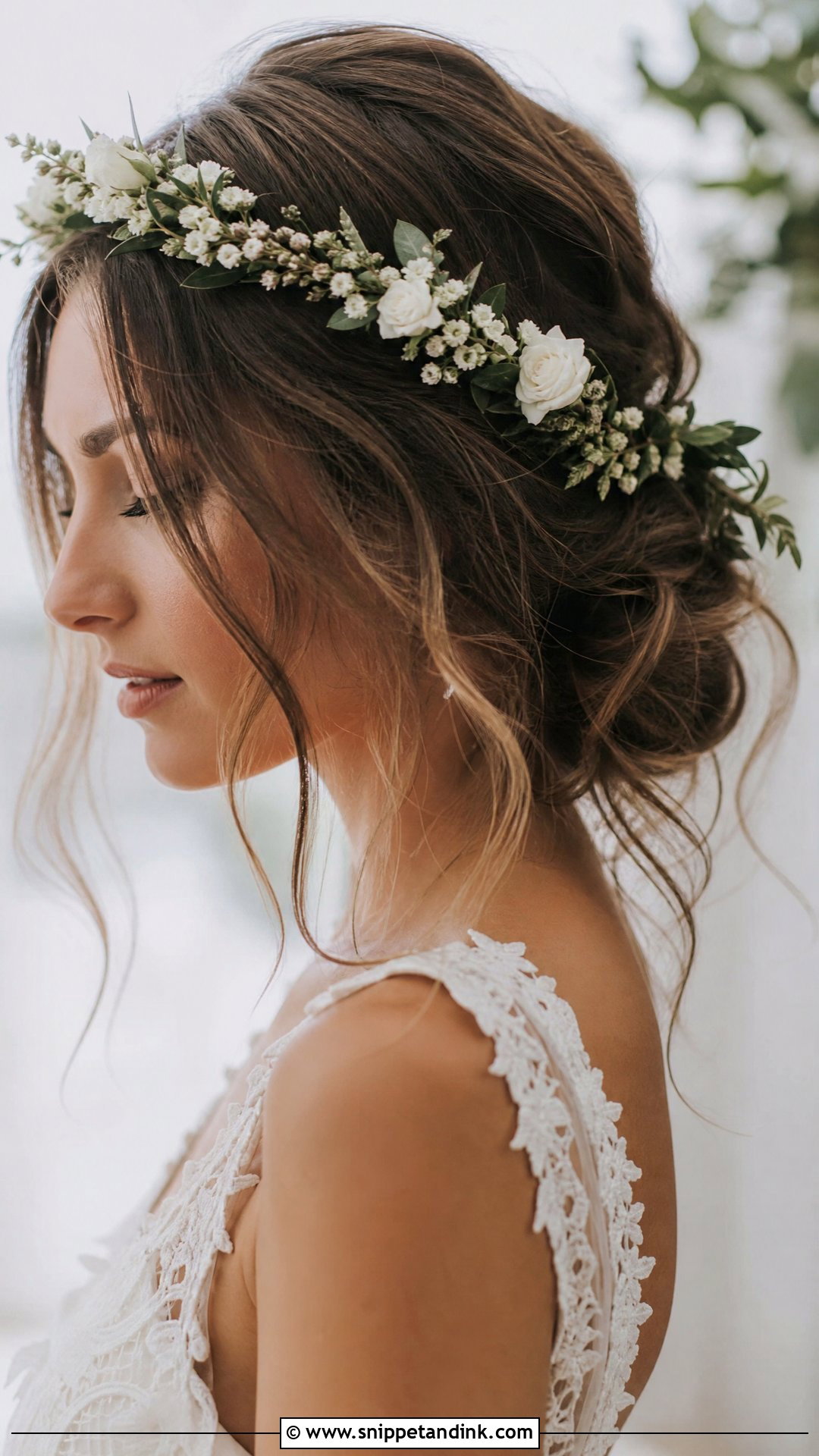 Messy Low Bun With Tendrils - Snippet and Ink - 20 Mid Length Wedding Hair Ideas
