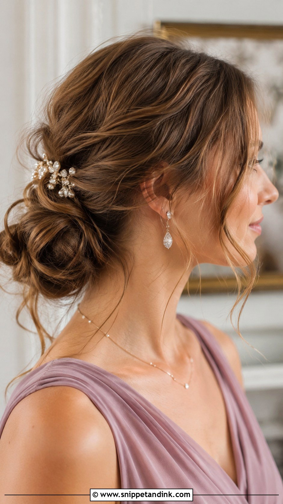 Messy Low Bun With Tendrils - Snippet and Ink - 20 Sister of the Bride Hairstyles